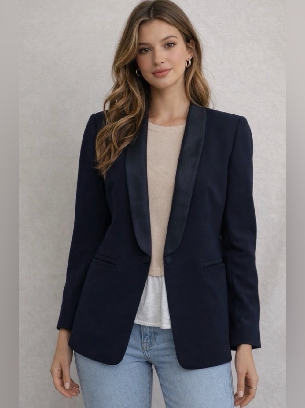 Claudie Pierlot Paris Navy Tuxedo Blazer – Size 40 – Excellent Condition